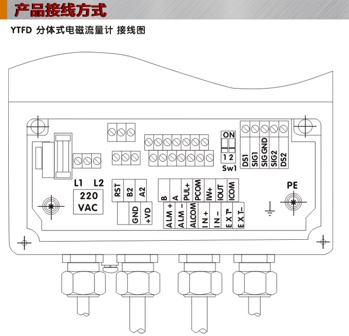 潛水型電磁流量計,YTFD分體式電磁流量計接線圖